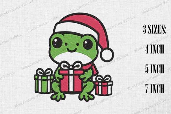 Cute Frog Hugging Christmas Gift Embroidery