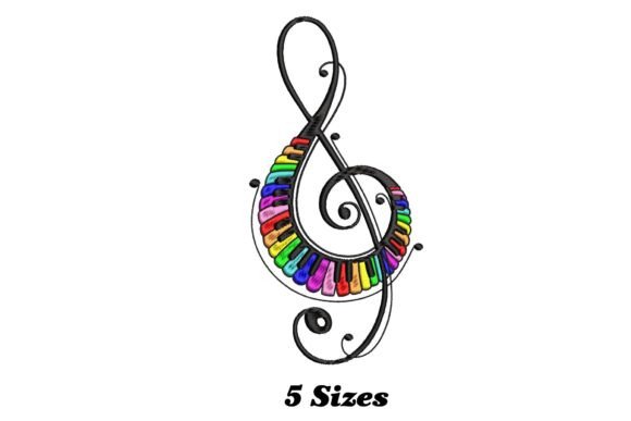 Piano Musical Notes Embroidery Design