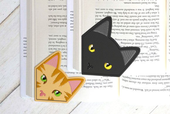 Realistic Cat Face Corner Bookmark ITH