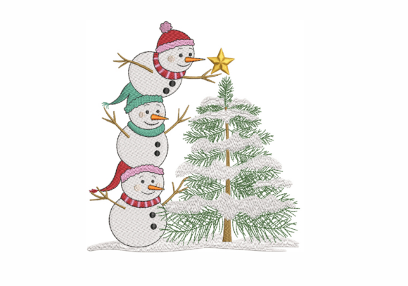Snowmen with Star on Top of the Tree Embroidery Review